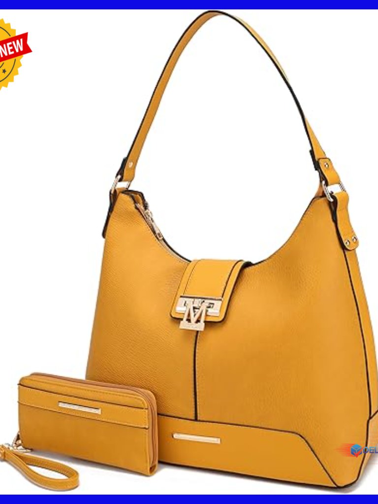 Vegan Leather Hobo Bag With Wristlet, Removable Strap, 13 Pockets